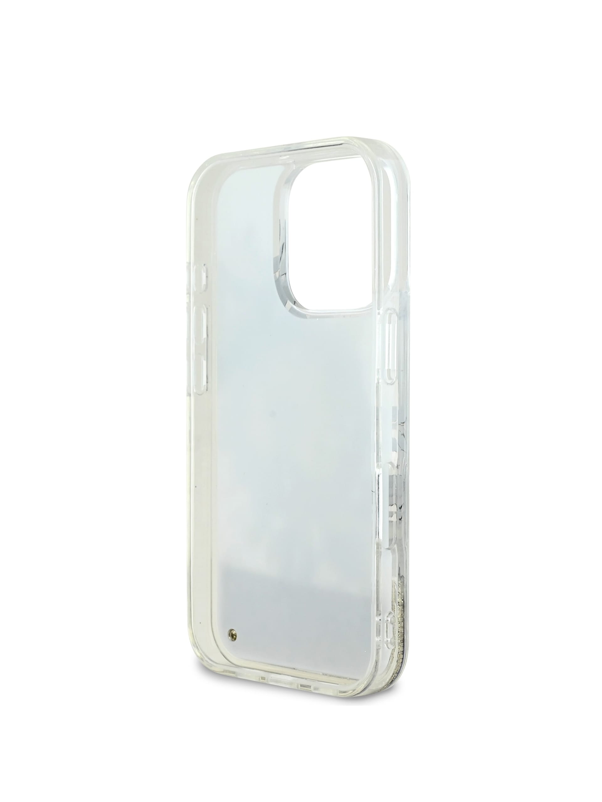 Capa para iPhone 16 Pro com estampa de flor e glitter líquido