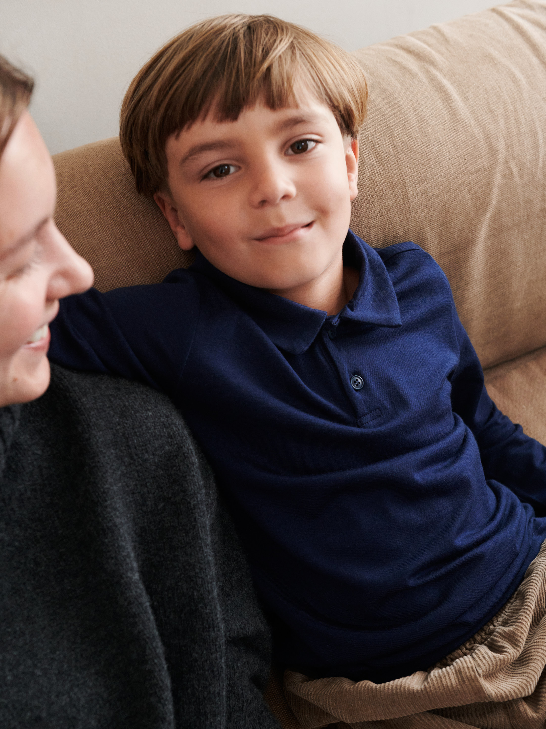 Polo met lange mouwen van merinowol voor kinderen
