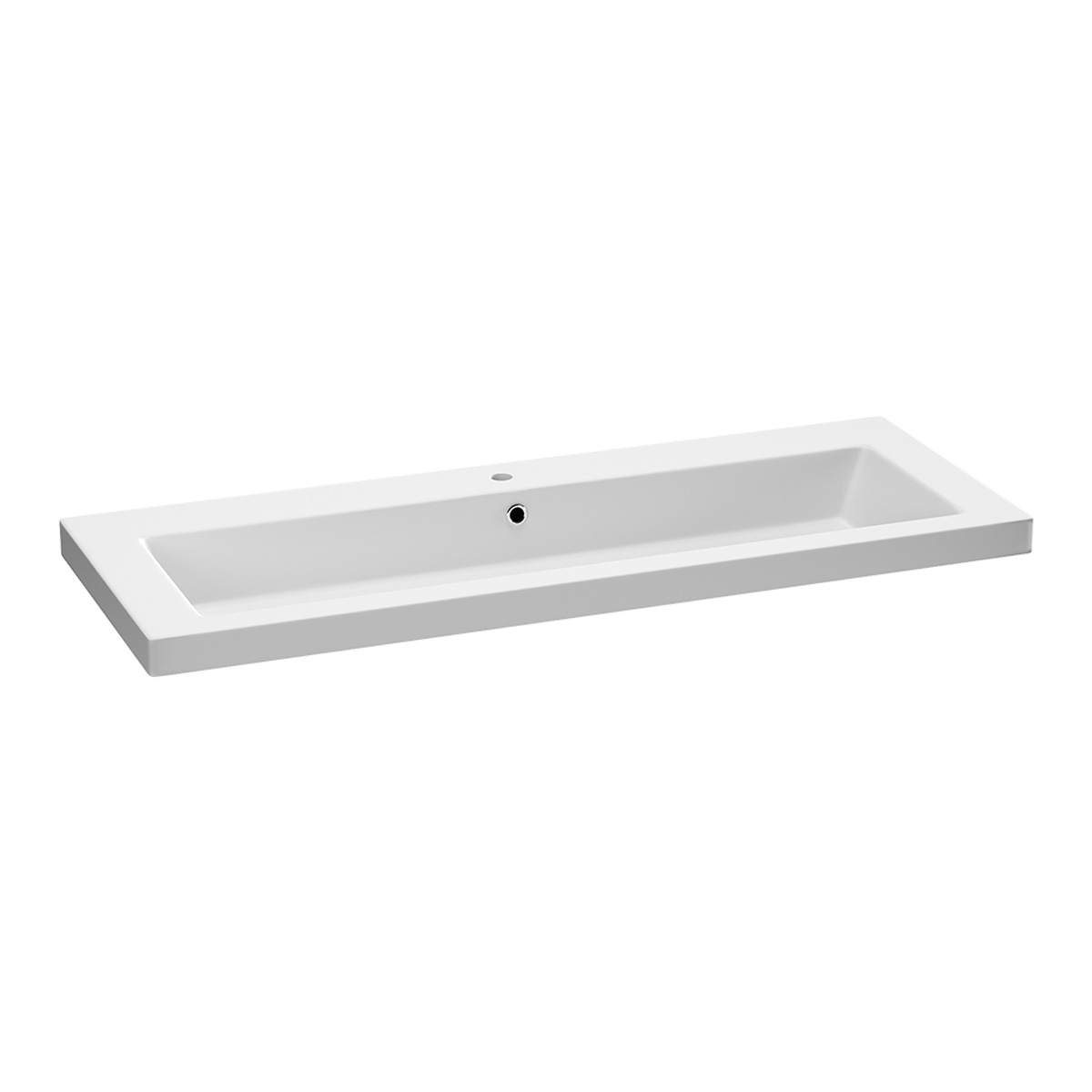 Brauer Solar Medium wastafel mineraalmarmer 120cm met 1 kraangat wit mat