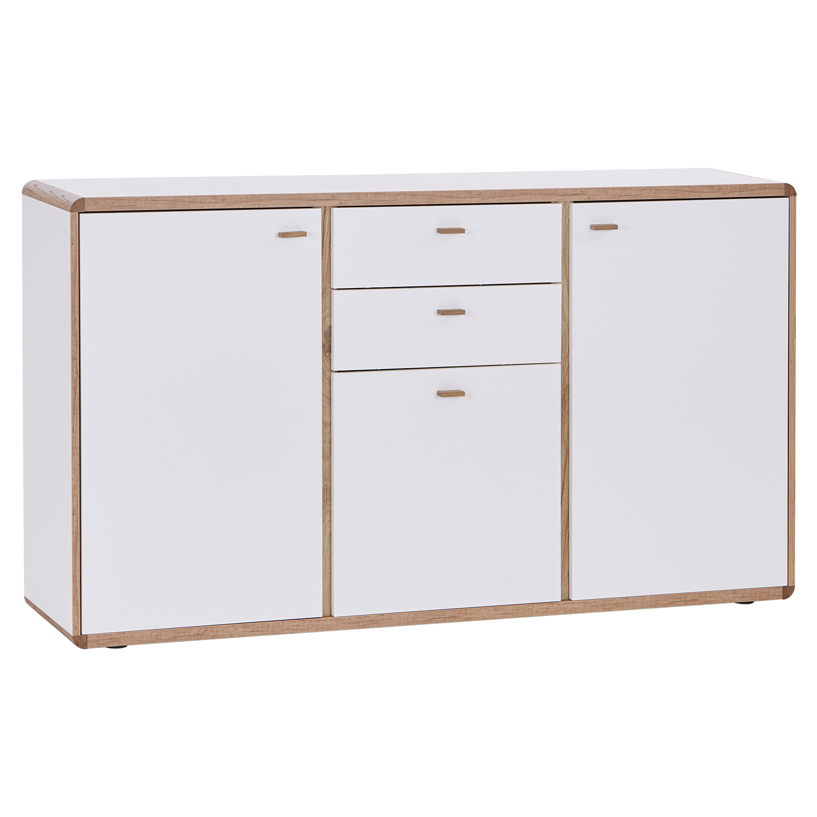 Sideboard - weiß - Flagstaff Eiche - teilmassiv - 158 cm