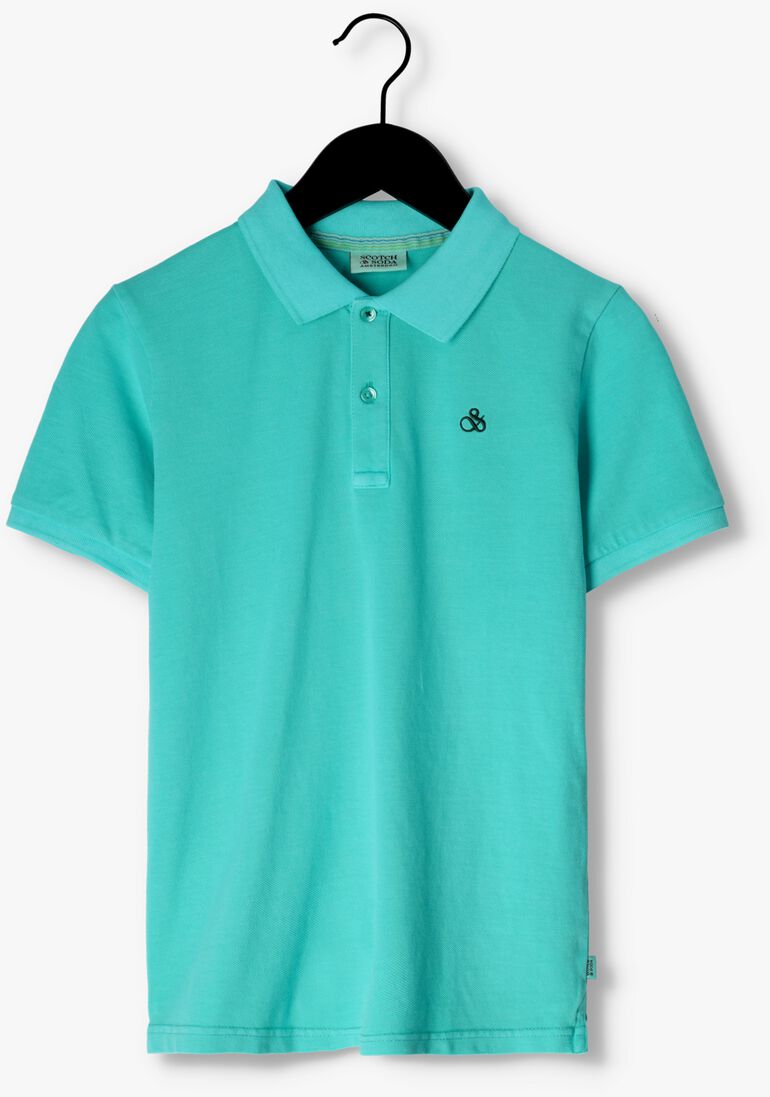 SCOTCH & SODA turquoise scotch & soda polo garment dyed short sleeved pique polo