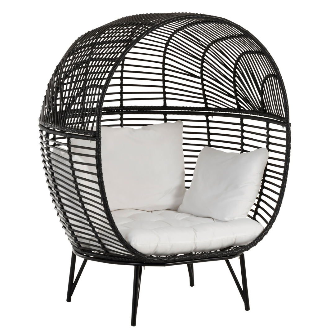 Fauteuil Ovaal staal zwart/wit