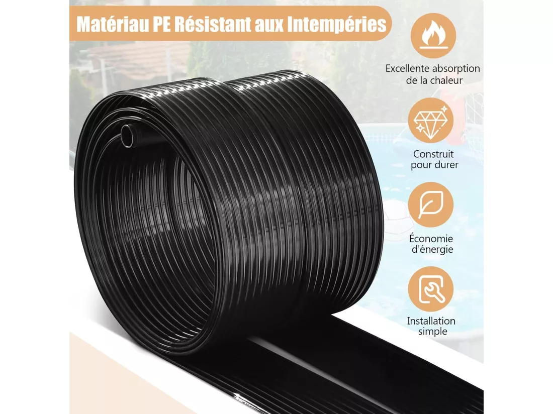 Chauffage Solaire pour Piscines 2 Panneaux Collecteurs Solaires de 500 x 75 cm, Chauffe-Piscine Solaire en Matériau PE Résistant aux Intempéries Plastique et vinyleorption de Chaleur