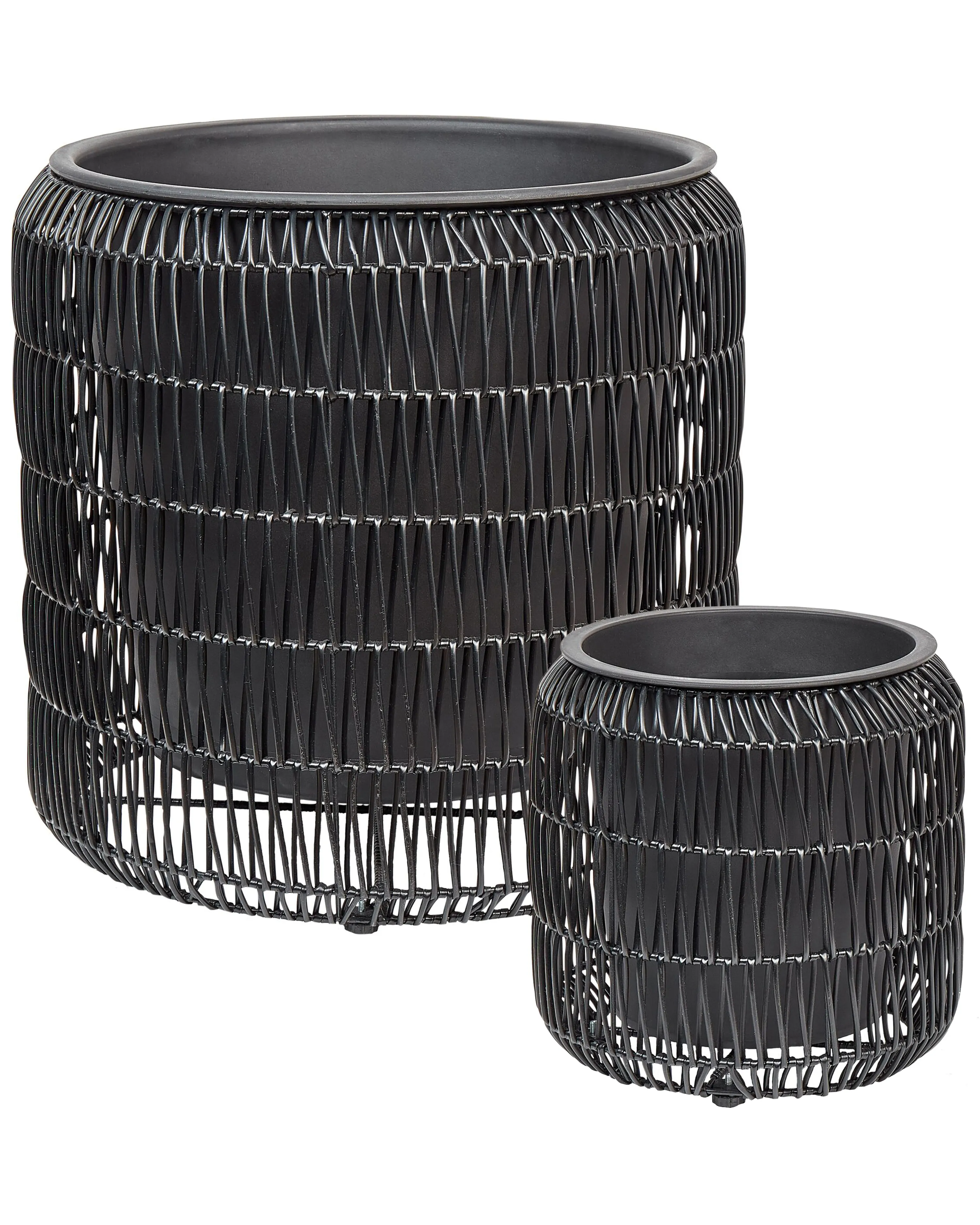 Set van 2 bloempotten BRODIEA PE rotan 26/45 cm Zwart