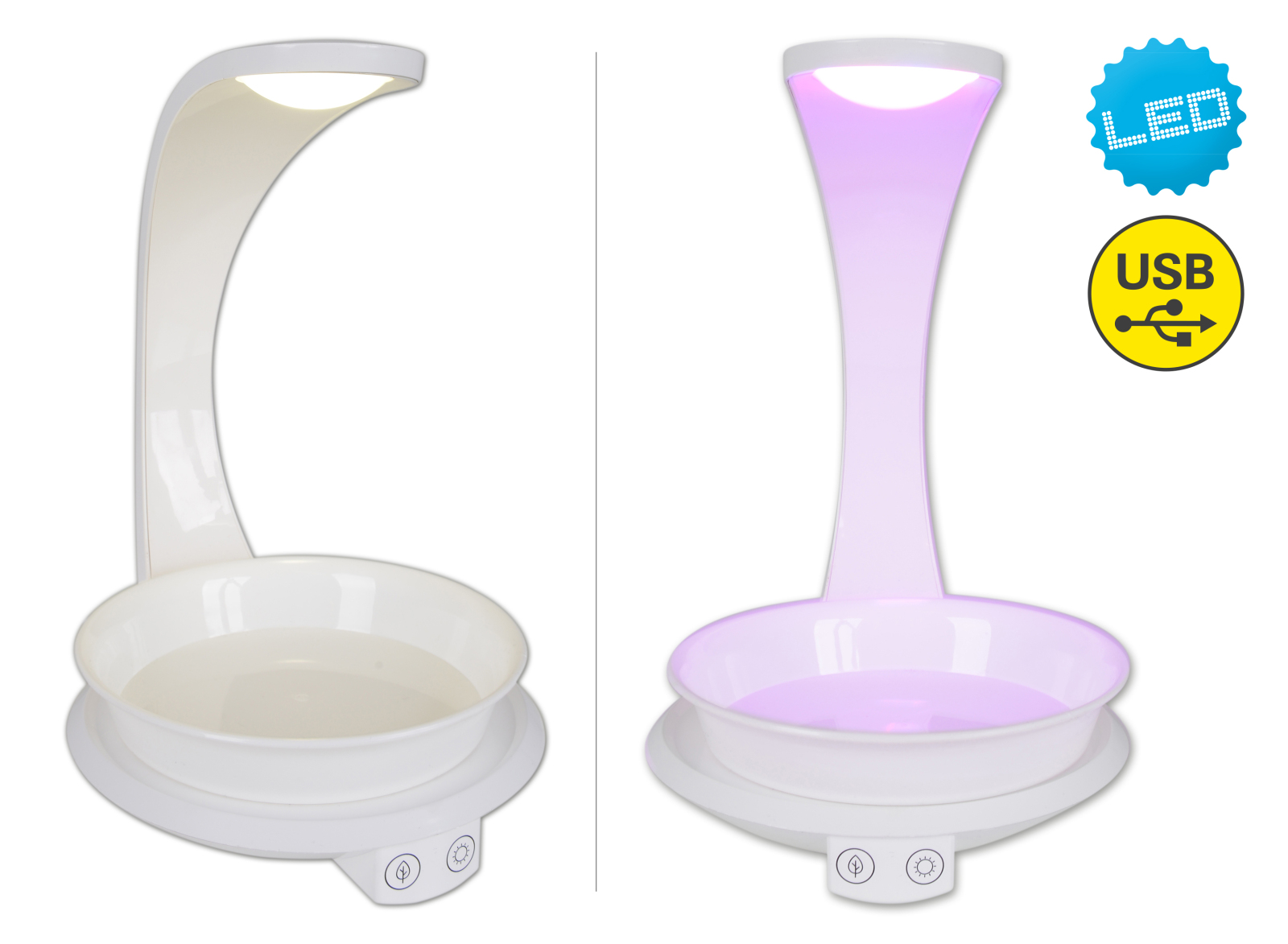 LED-Pflanzen-Tischleuchte - weiß - Touchschalter