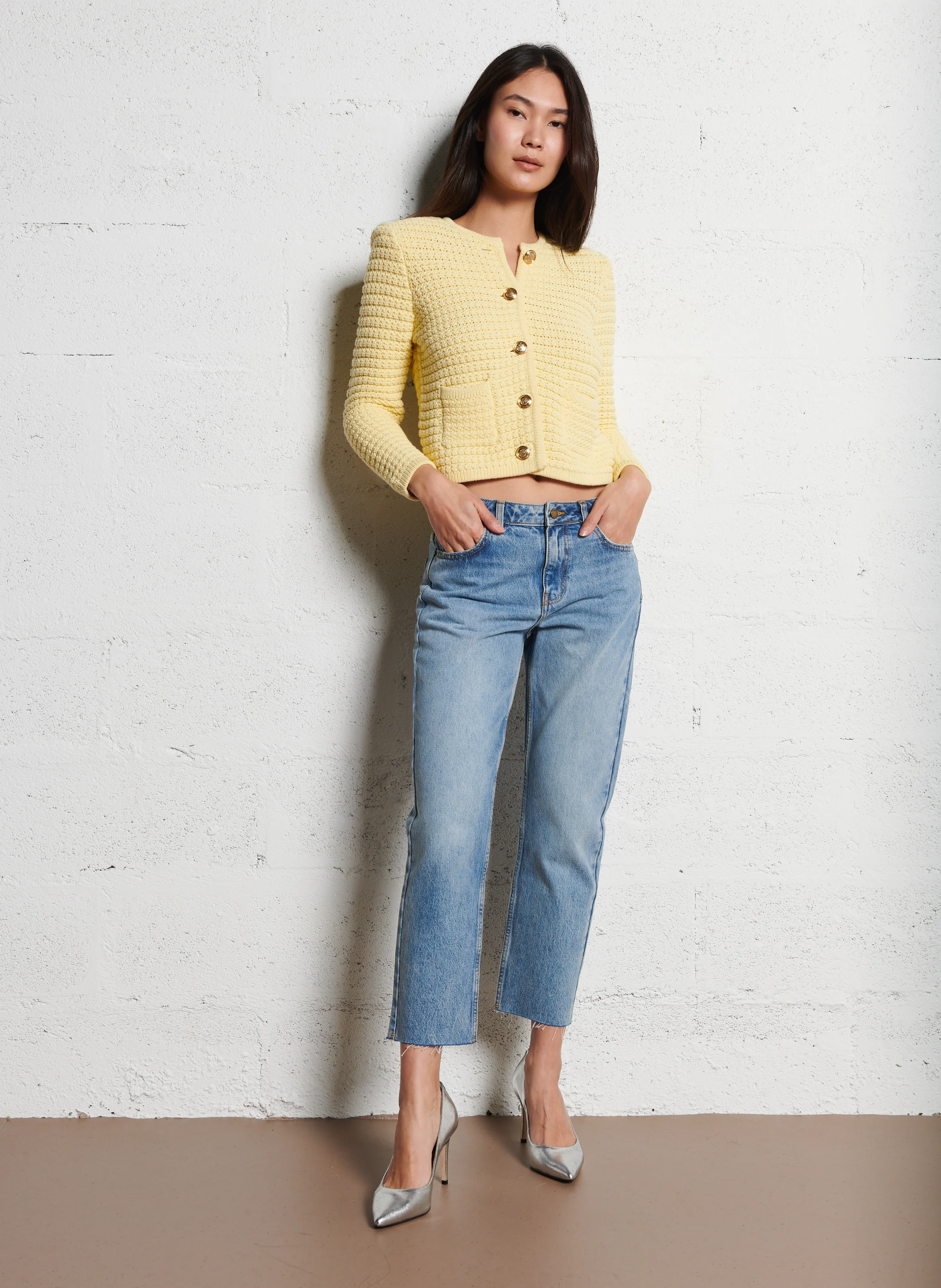 EVAN - Jean cropped taille haute | Bleu