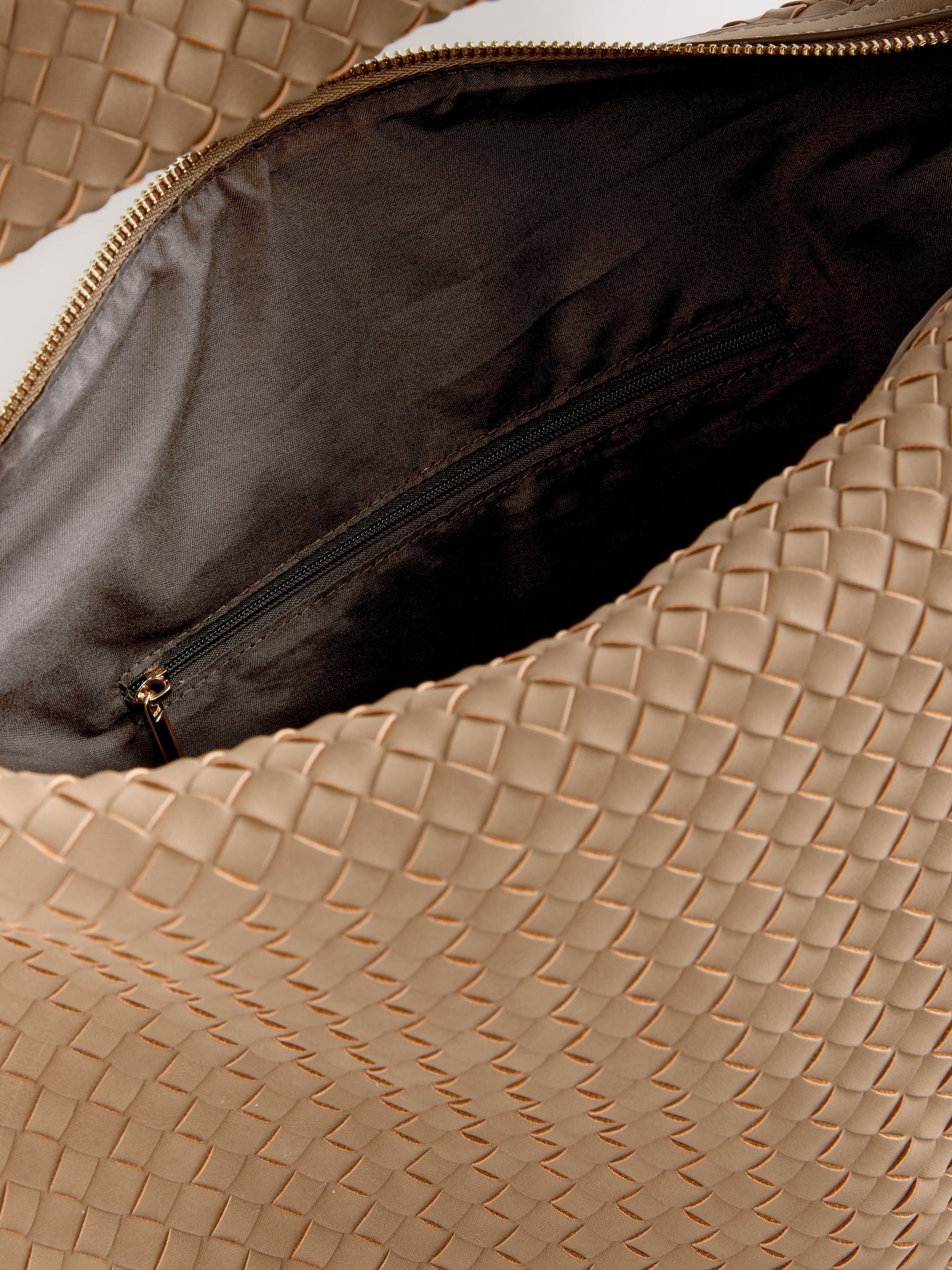 Lichtbruin - Faux Suede Weave Shoulder Bag