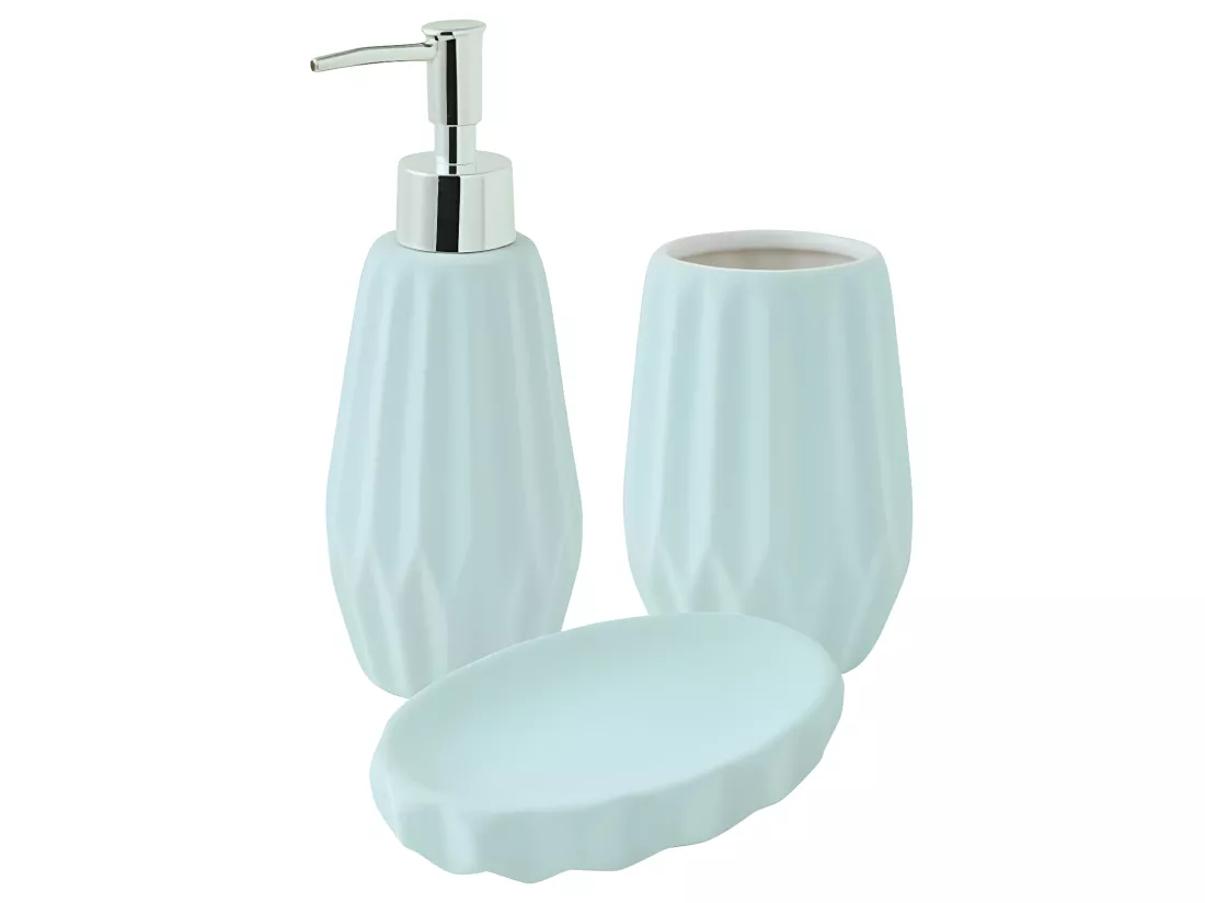 Set de salle de bain 3 pièces 3 pièces en céramique bleu