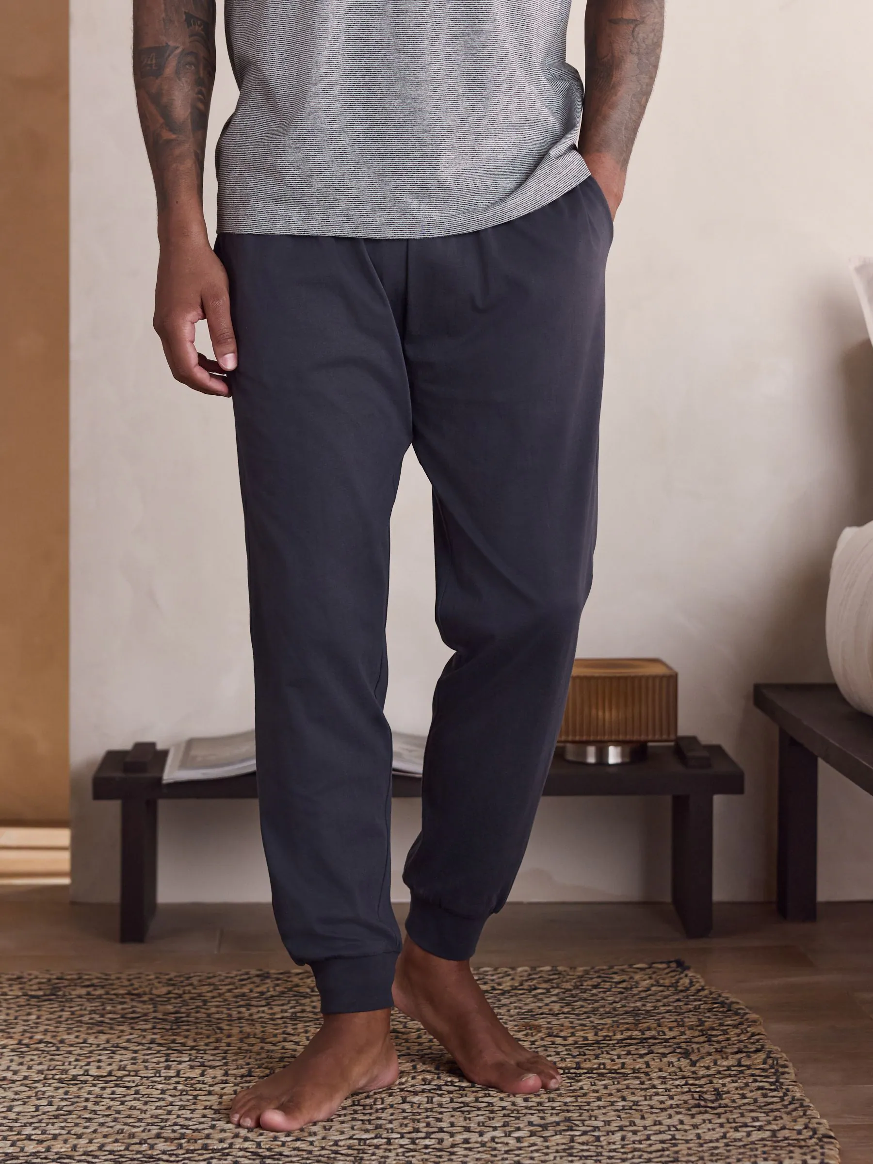 Grijs - Short Sleeve Cuffed Jersey Pyjamas Set