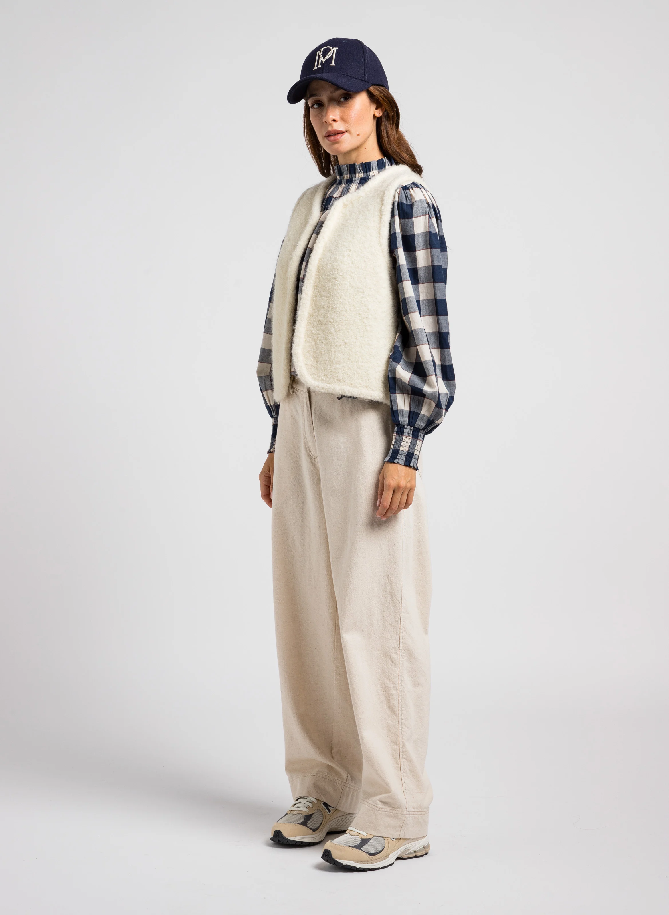 TISSAM - Blouse col rond en coton | Bleu