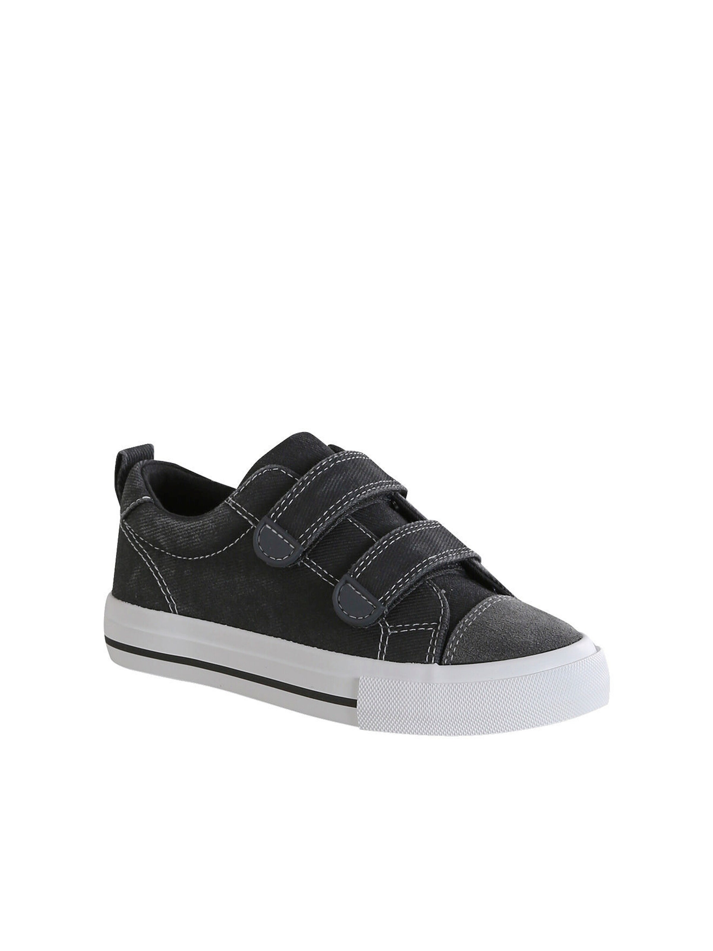 Vertbaudet Kinder Stoff-Sneakers mit Klett und Anziehtrick, Vintage-Look grau
