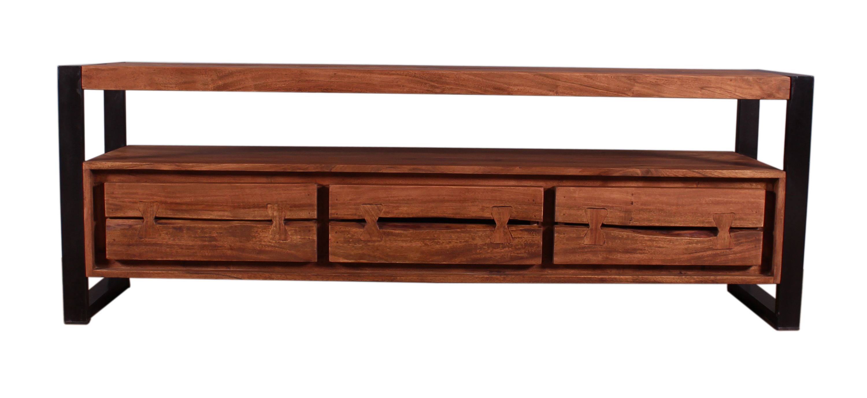 Lowboard Natural Akazie Kommode Sideboard TV Fernseher Hifi Wohnzimmer Schrank