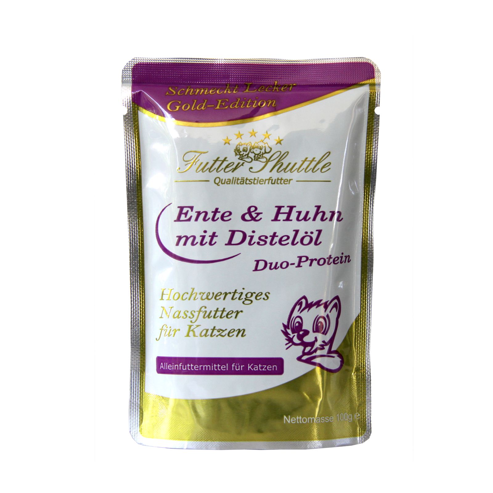 Katzen Nassfutter Beutel Gold Edition Ente & Huhn mit Distelöl