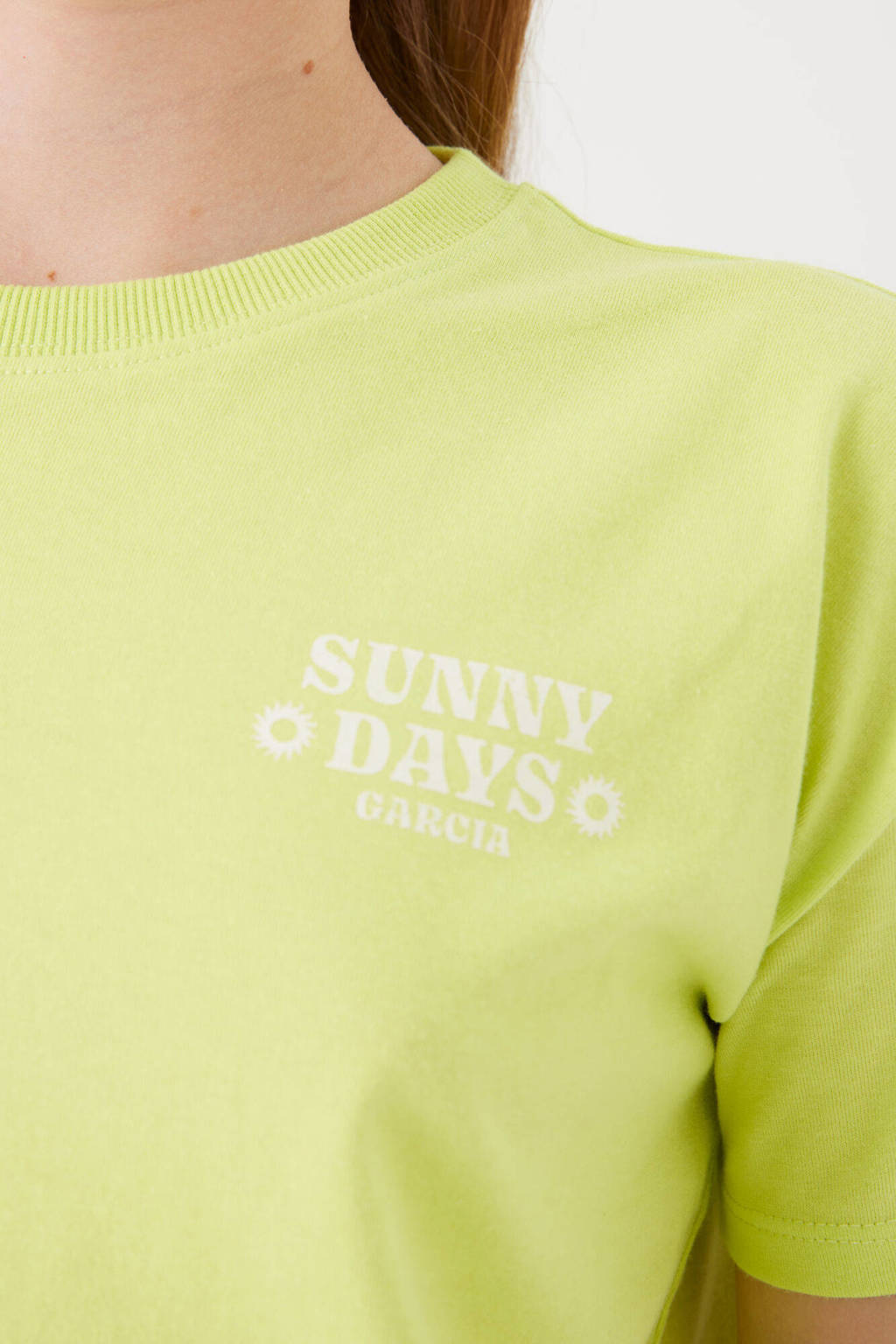 Garcia T-shirt met tekst lime