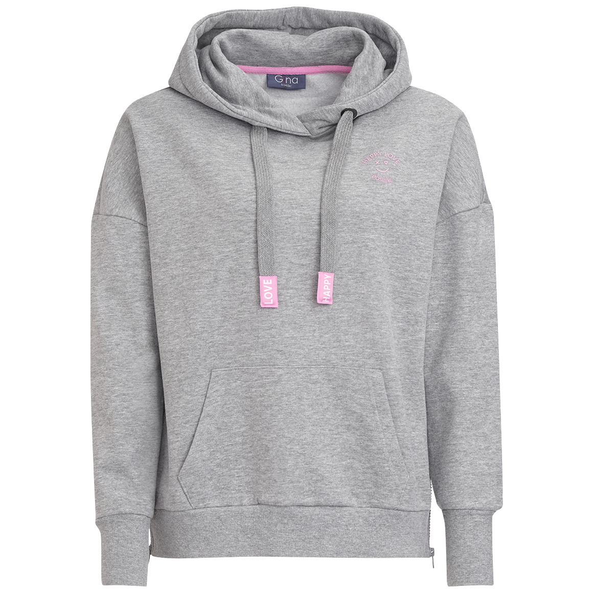 Gina Damen Hoodie mit Kängurutasche hellgrau