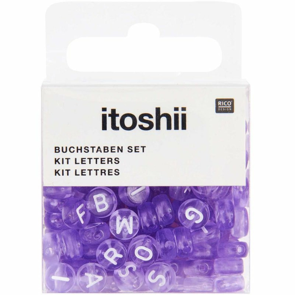 165 perles 5 x 7 mm - lettres rondes - violet