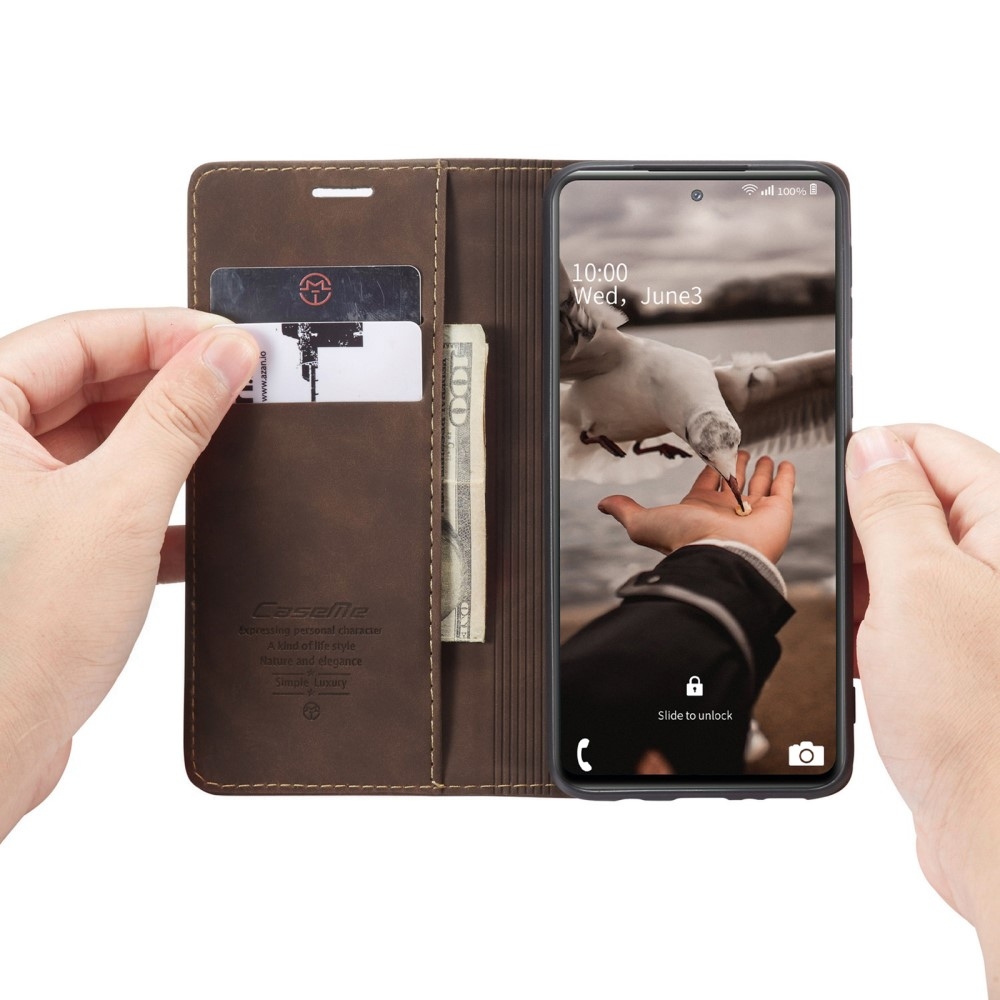 Samsung Galaxy S20 FE / S20 FE 5G Leder Tasche Flip Wallet Etui mit Kartenfächern - Dunkelbraun