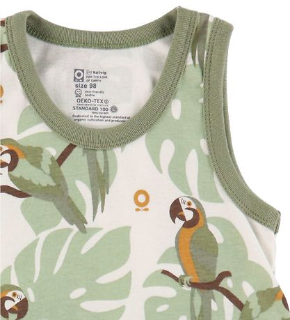 Katvig Kleid - Grün m. Papageien
