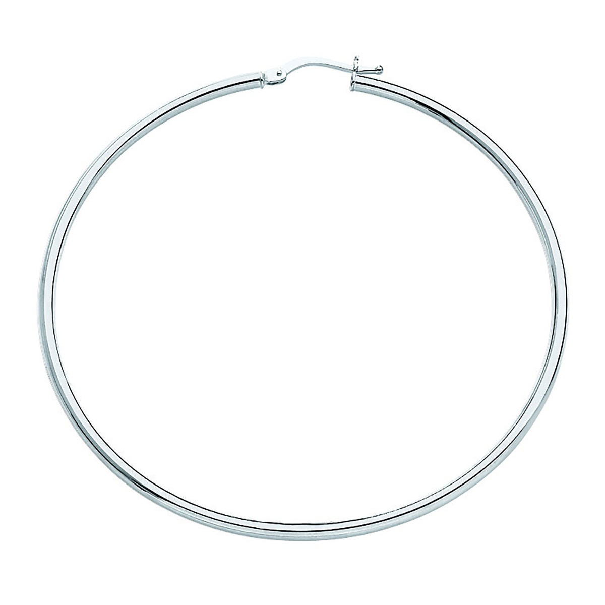 Créoles Brillaxis or blanc fil rond 2 mmdiamètre 55 mm