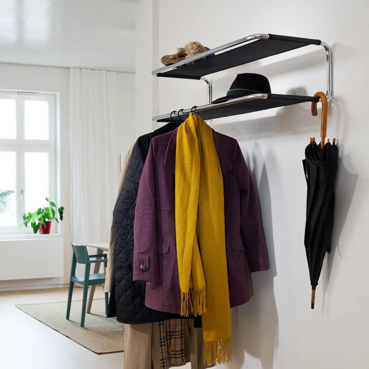Thonet - S 1521 Garderobe / Schuhregal, Netzgewebe, schwarz