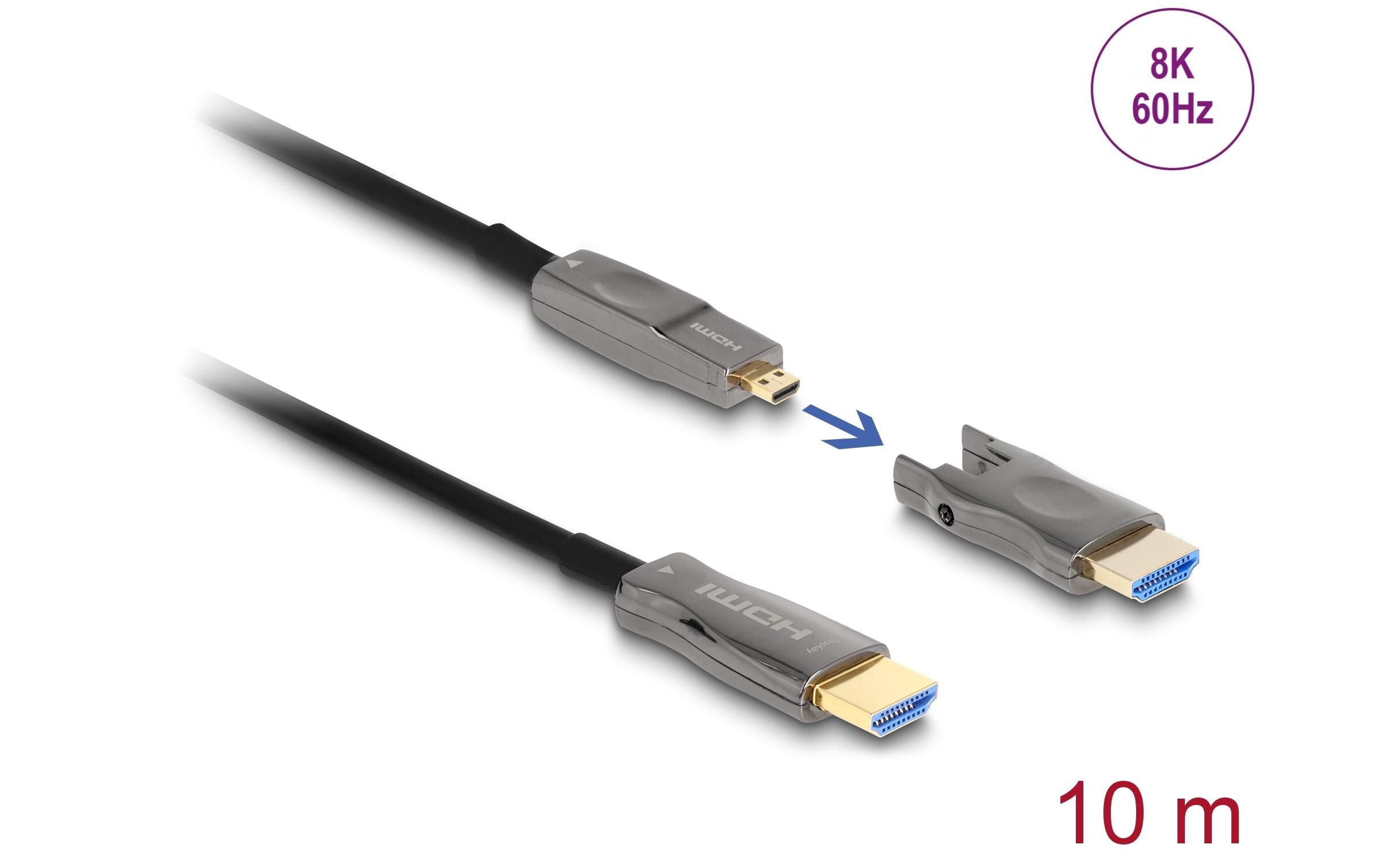 Optisches Kabel 5 in 1 HDMI, 10 m, 8K 60 Hz, aktiv<br>Delock Aktives Optisches 5 in 1 HDMI Kabel 8K 60 Hz 10 m