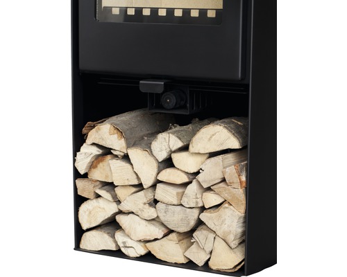Aduro 19 stalen zwarte houtkachel, 5 kW, met houtvak