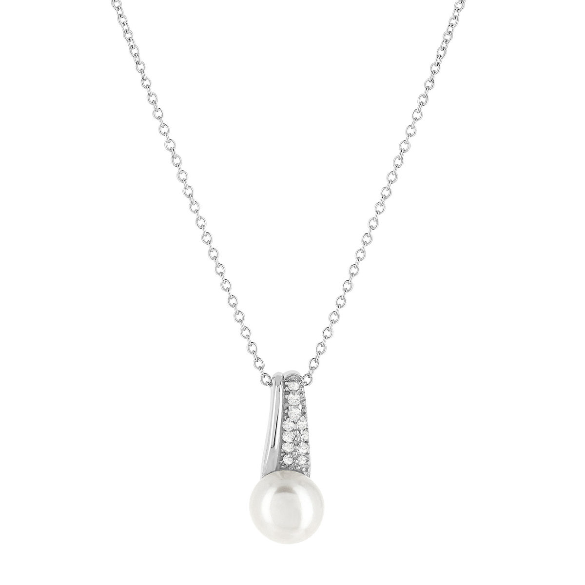 Collier argent 925 perle de culture de Chine et zirconias 45 cm