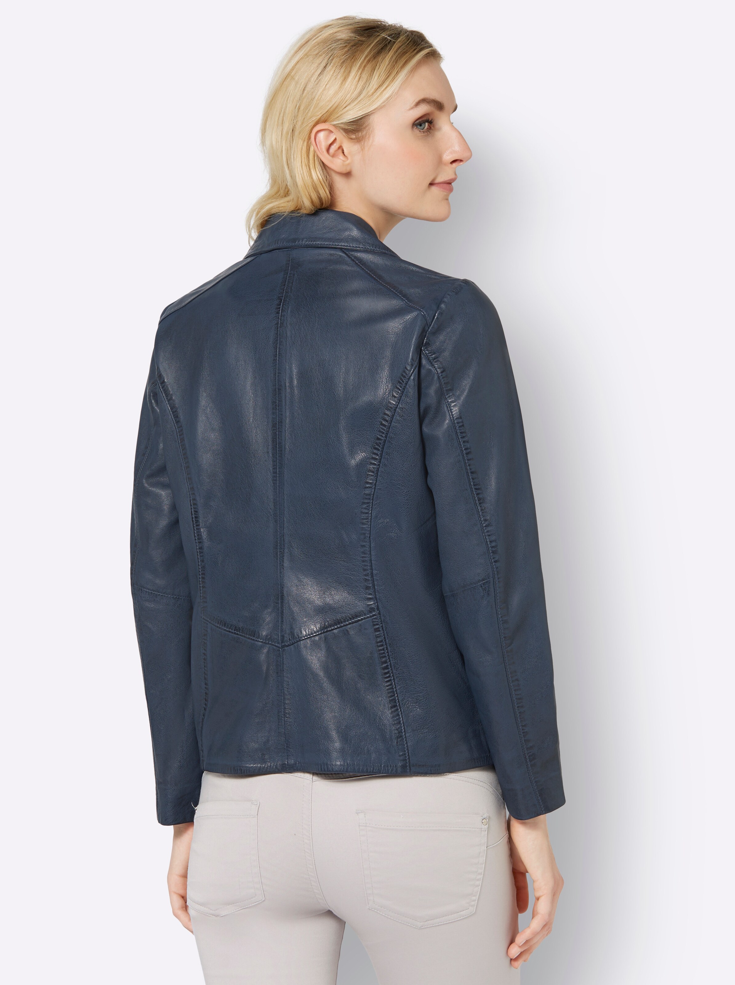 Mainpol Lederjacke in rauchblau