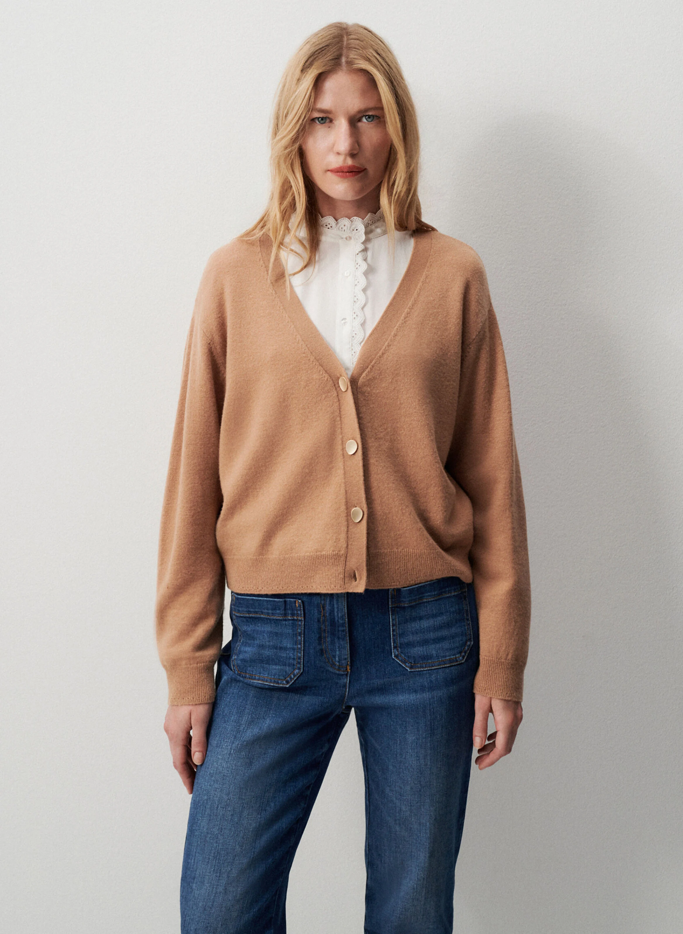 MLILOU - Gilet ample col V en laine | Marron