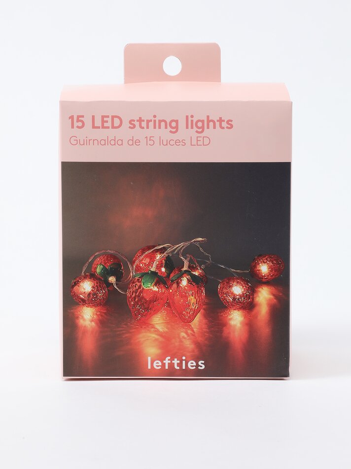 Luzes de LED em formato de morango com 15 LEDs - Vermelho