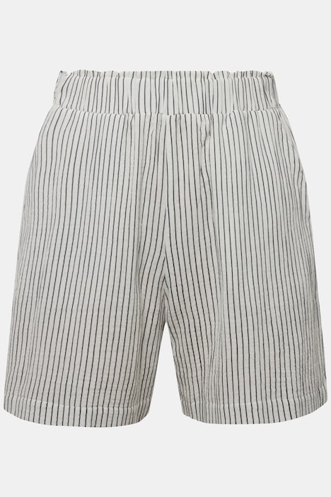 Shorts, Wide Legs, Musselin, Streifen, Elastikbund