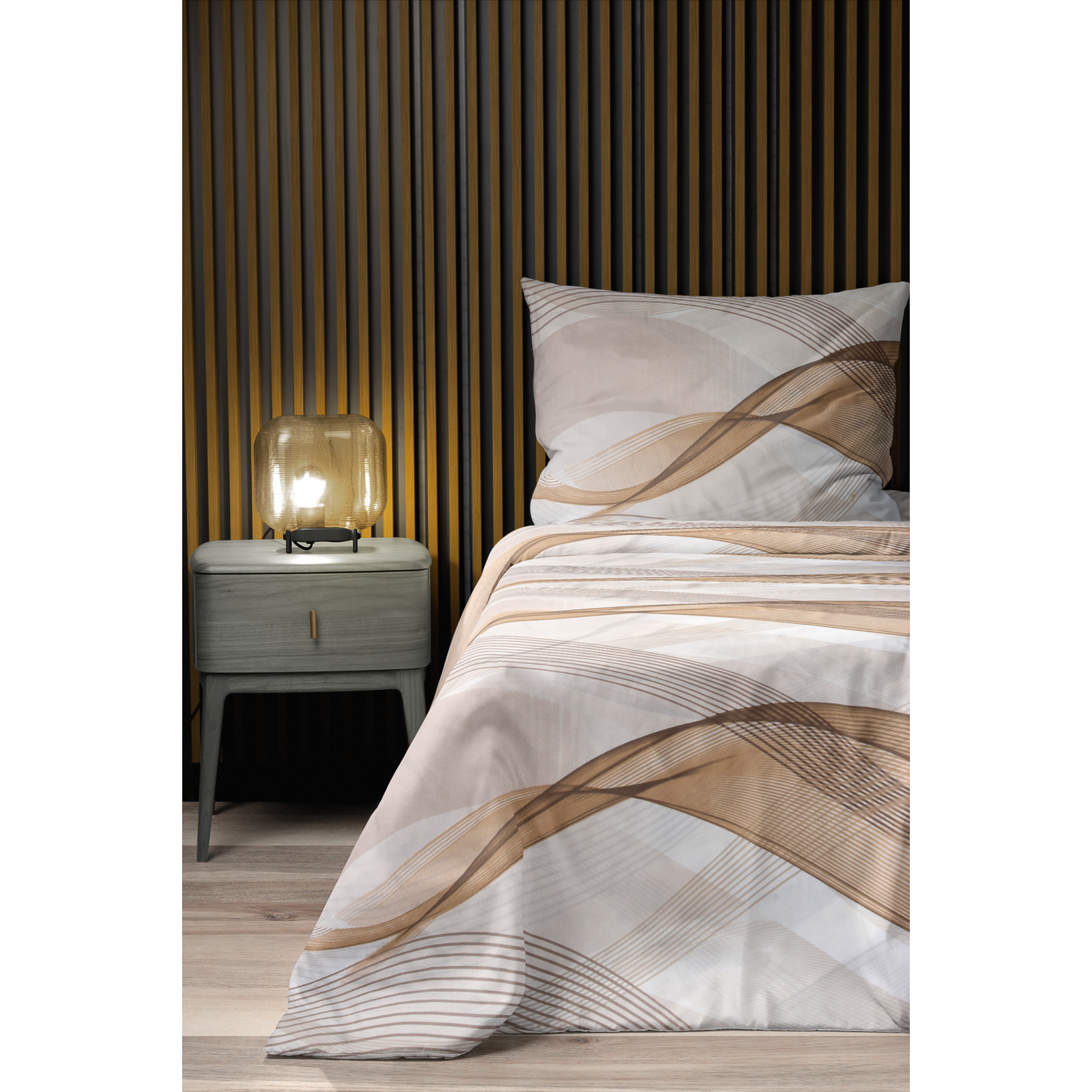 Bettwäsche Micro-Polyester waves beige 200x210 2x65x65 Bettanzug Fra
