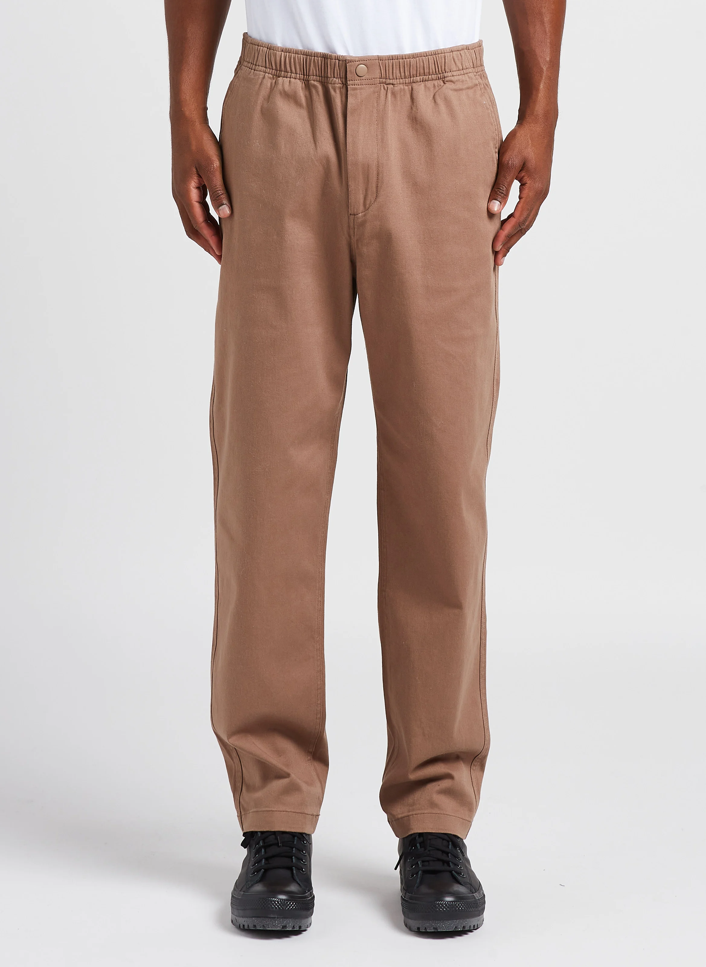 Zace - Pantalon droit en coton mélangé | Beige