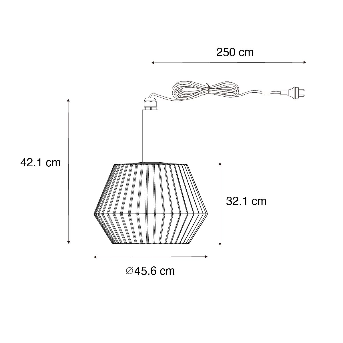Moderne buiten hanglamp zwart met witte kap 45,6 cm IP44 - Robbert