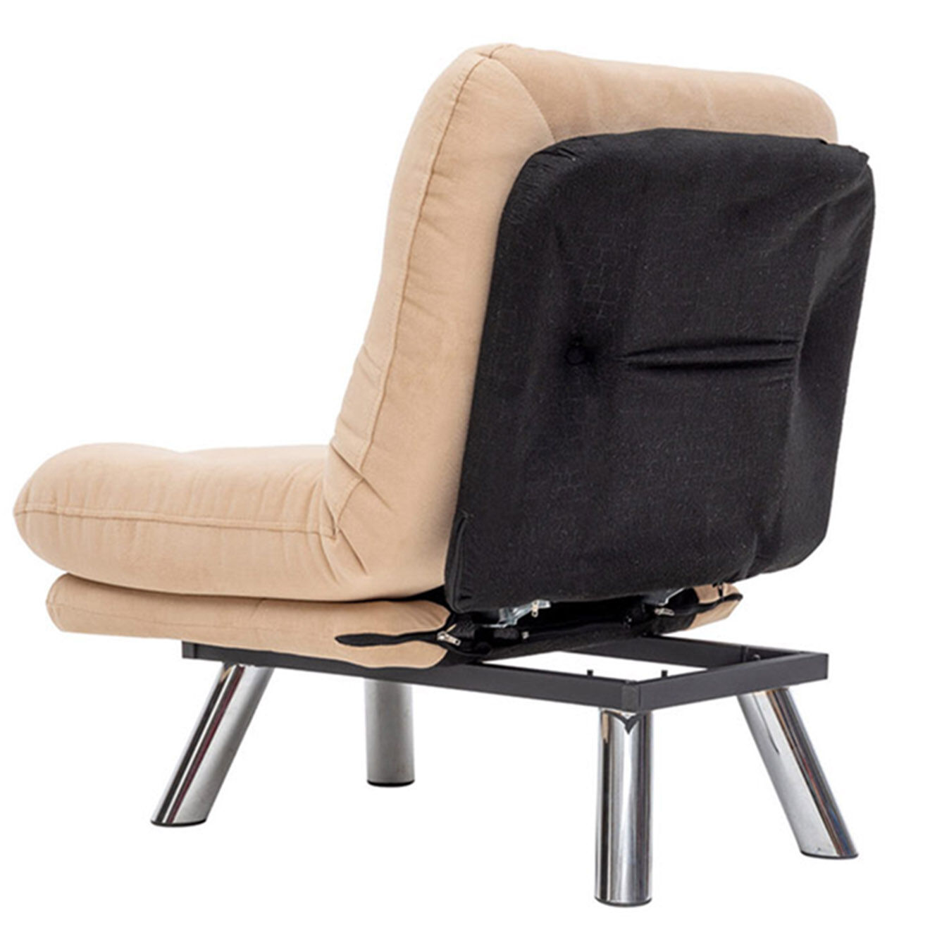 Homitis Fauteuil convertible pouf Misa crème - 120x68x26 cm