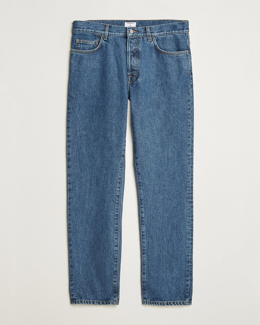 Filippa K Tapered Cropped Jeans Washed Mid Blue