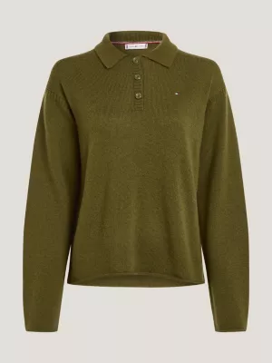 Suéter de lã com gola polo