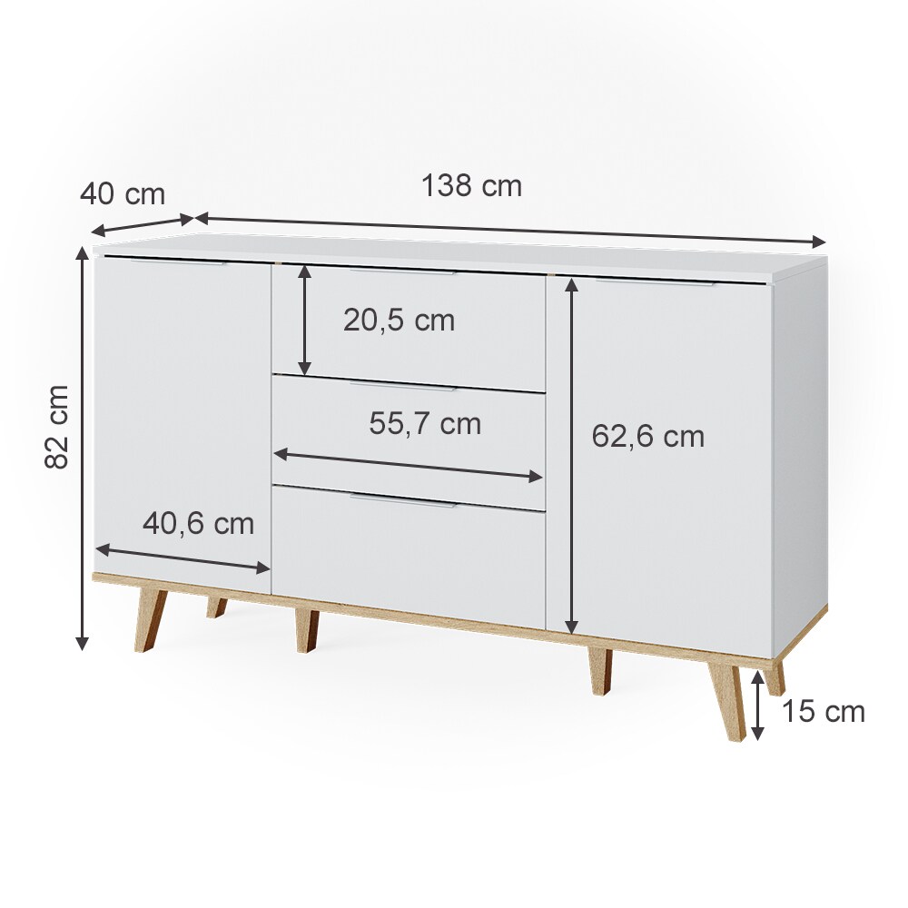 VICCO Kommode Nautica Sideboard weiß Eiche Anrichte Schrank Schublade Skandi