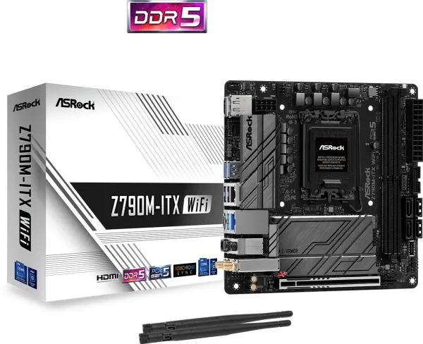 ASRock Z790M-ITX WiFi - Bundkort - mini ITX - LGA1700 sokkel - Z790 Chipset - Bluetooth, 2.5 Gigabit LAN, Wi-Fi 6, Gigabit LAN - onboard grafik (CPU påkrævet) - High Definition Audio (7.1-kanal)