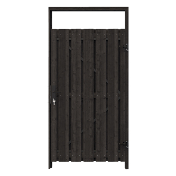 Tuinpoort pakket recht metalen frame grenen hout zwart 5,5 x 100 x 180 cm