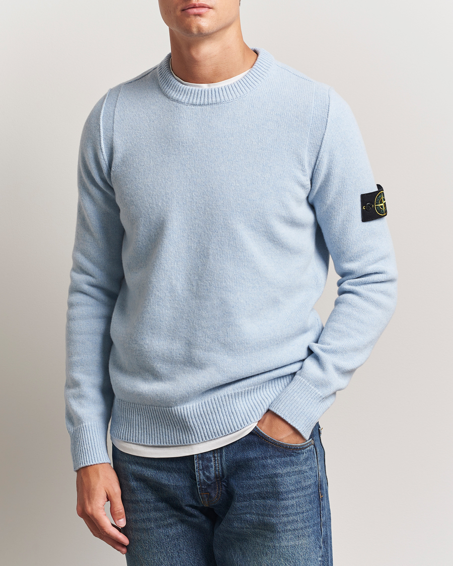 Stone Island Knitted Lambswool Crew Neck Sky Blue