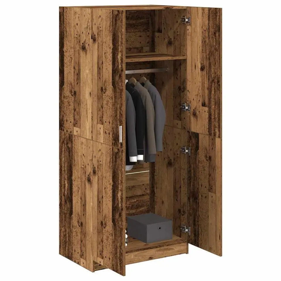 vidaXL - 2-deurs Kledingkast - Bewerkt hout - Oud hout - 80x52x180 cm
