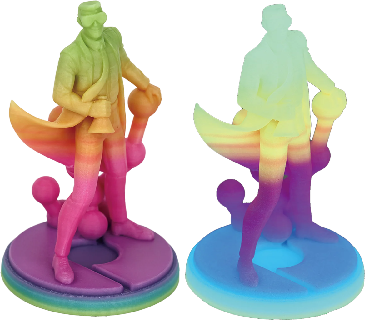 Polymaker  Panchroma™ PLA Gradient Luminous Rainbow, 1,75 mm / 1000 g    Mehrfarbiges Filament mit Glow in the Dark Effekt in Luminous Rainbow
