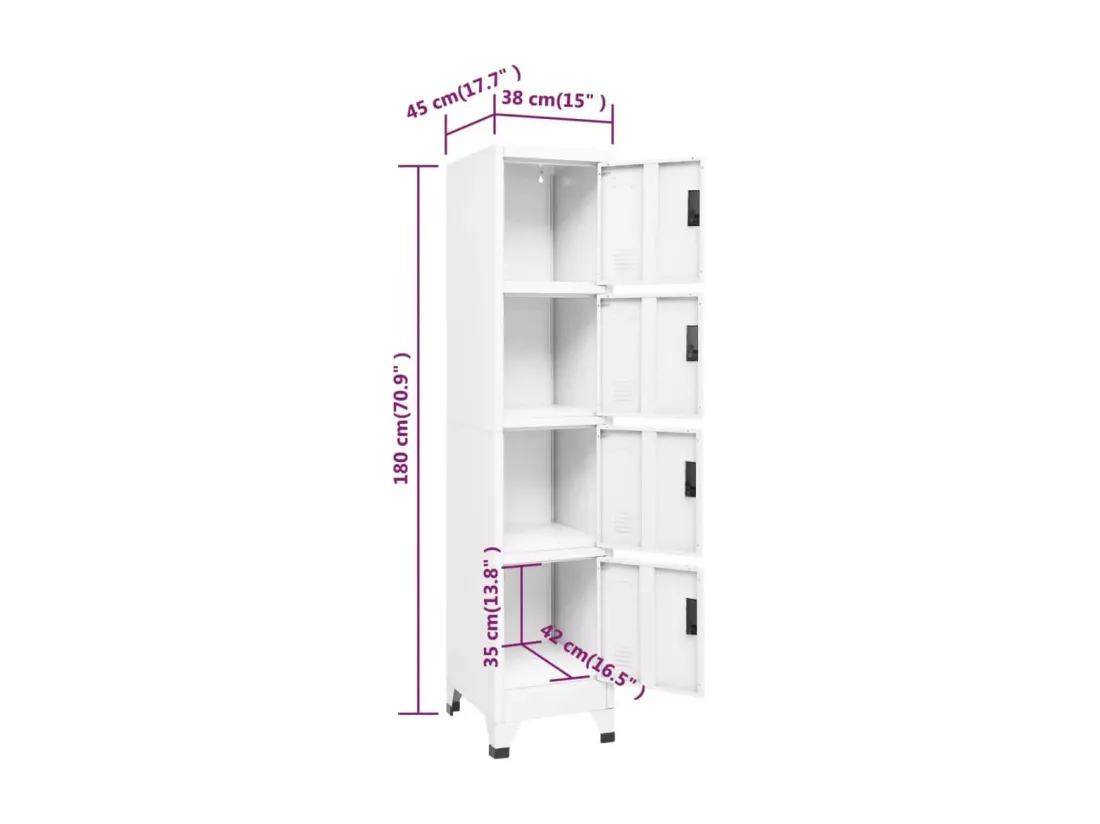 Armoire à casiers Blanc 38x45x180 cm Acier