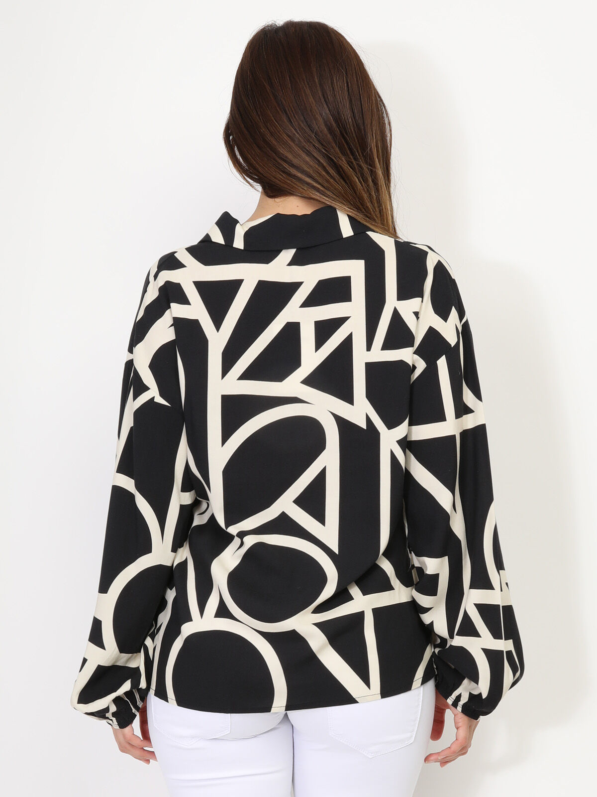Blouse à motif géométrique- Noir