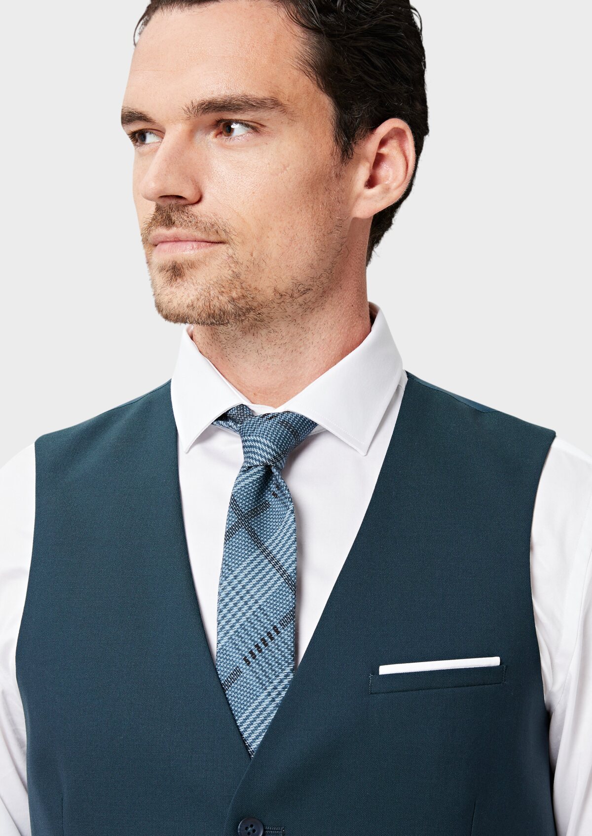 Gilet de costume en laine unie bleu prusse