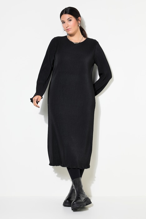 Plissee-Midikleid, Slim Shape, Langarm
