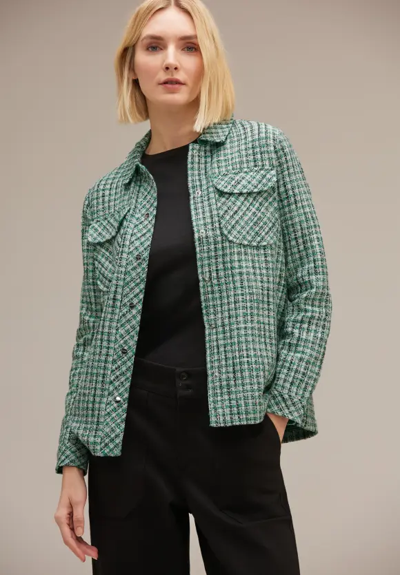 Bouclé Overshirt - lagoon green