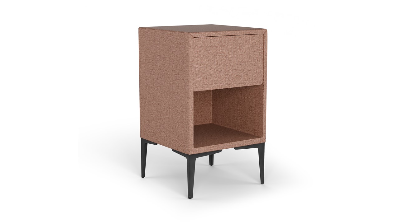 Nachtkast vierkant B Bright met 1 lade en poten mocha mousse
