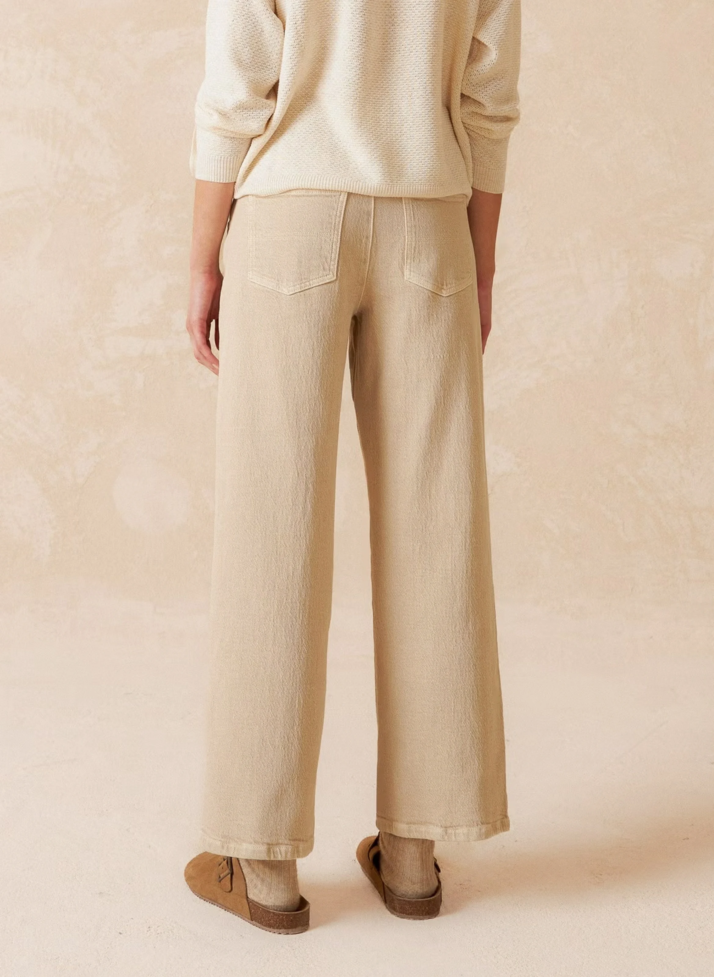 Jean large en coton mélangé | Blanc